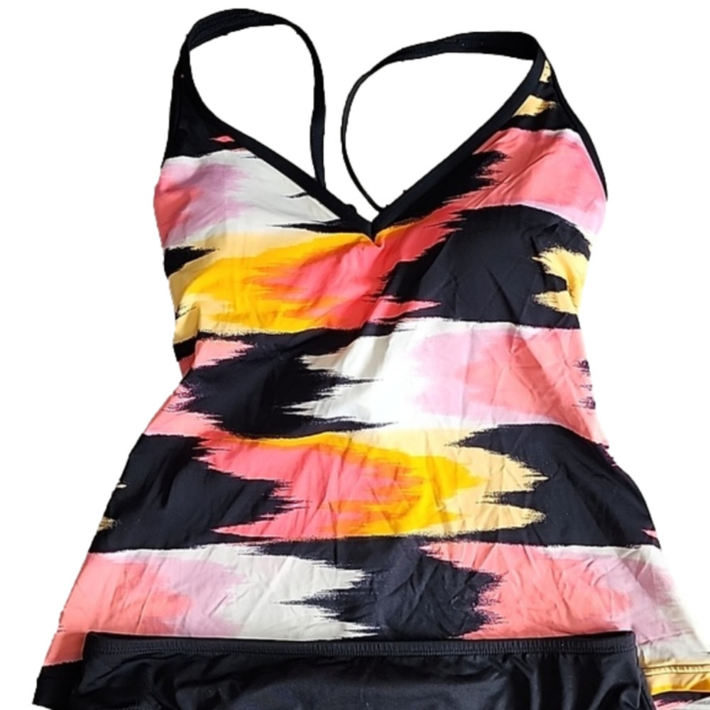 JAG orange pink black tank bathing swim suit medium